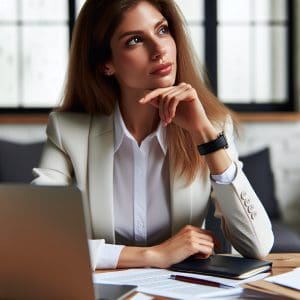 woman thinking about her career