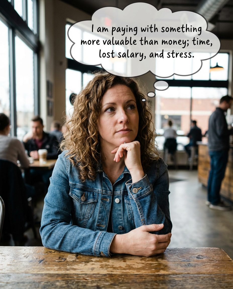 paying with time, lost salary and stress